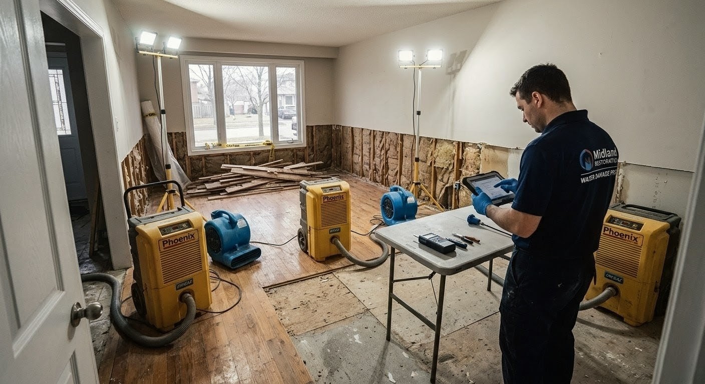 Contractor documenting jobsite conditions on tablet for project record